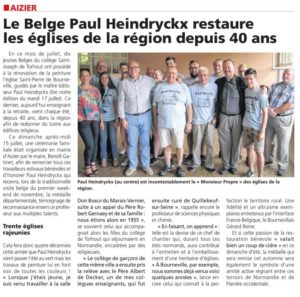 Paul Heindryckx et Benoît Gatinet entourés des jeunes bénévoles Belges - Article du journal l'Eveil